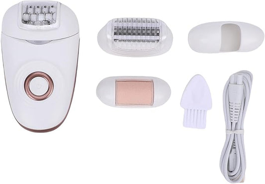 ZJchao 3 in 1 Hair Removal Device, Hair Removal Epilator for Women, Women Depilator IPX4 Water Proof Electric Epilator Trimmer with Foot File Head for Home Use (Gold)