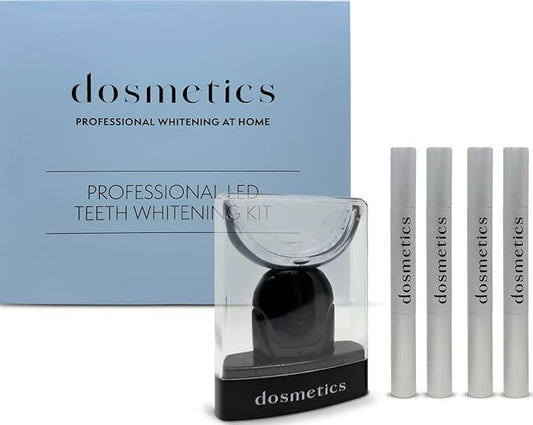 Teeth Whitening Kit with LED Light, LED Whitening Kit with 4 Carbamide Peroxide Teeth Whitening Gel Pen and Wireless LED Light Mouthpiece, Helps Remove Stains from Coffee Smoking Wine