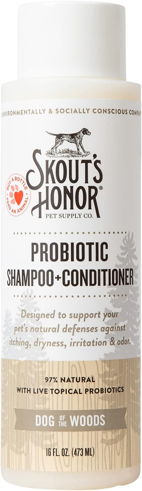 Skout’s Honor Probiotic Natural Dog Shampoo and Conditioner with Avocado Oil & Omega-3s, Gentle Puppy Shampoo, Hydrating Dog Conditioner, 97% Natural, Paraben & Sulfate-Free, Cruelty-Free, 16 oz