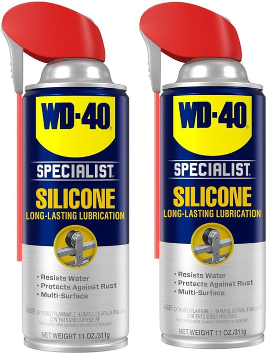 WD-40 Specialist Silicone Lubricant with Smart Straw Sprays 2 Ways, Twin-Pack, 11 OZ