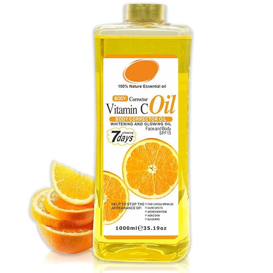 Veetgold Vitamin C Body Oil, 1000ml Body Corrector Oil, for Face and Body All Skin Types with Sunscreen spray (1000)