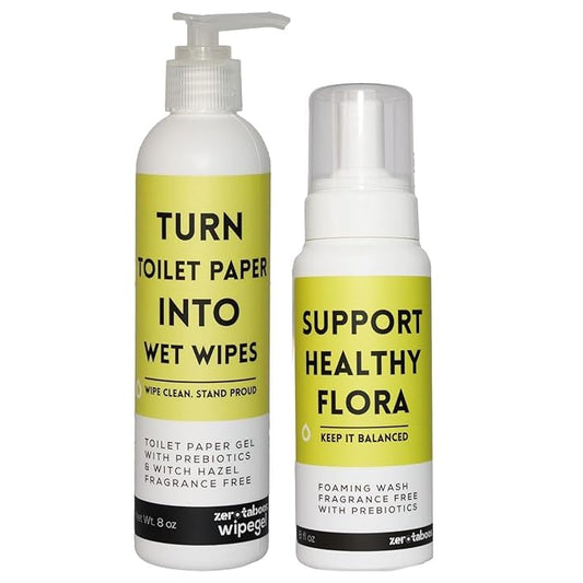 Intimate Care Bundle – Fragrance-Free pH Balance Wash + Witch Hazel WipeGel | Flushable Wipes Alternative, Cooling Relief & Daily Hygiene Support for Women & Men