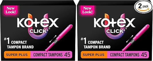 U by Kotex Tampons, Click Compact, Super Plus Absorbency, Unscented, 45 Count (Pack of 2)