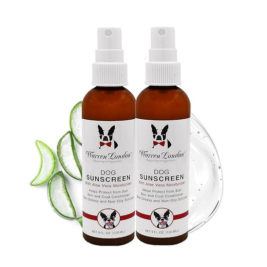 Warren London Dog Sunscreen Spray – 2-Pack (2 × 4 oz) UV Shield with Aloe | Quick-Dry, Non-Greasy, Sunblock for Nose, Ears & Coat | Prevents Sunburn & Itch | Save 18% vs. Single | Made in USA