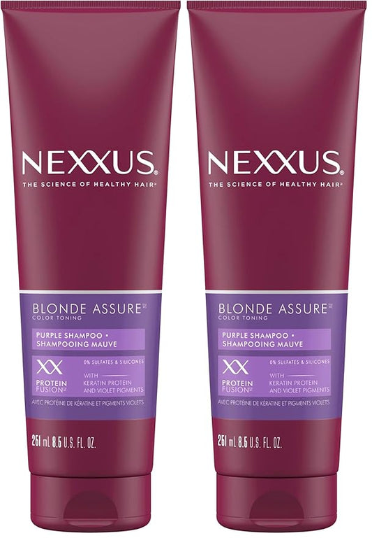 Nexxus Blonde Assure Purple Shampoo, For Blonde Hair Color Care Shampoo, Keratin Protein 8.5 oz, (Pack of 2)