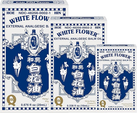 White Flower External Analgesic Balm Oil Combo（20ml+10ml+2.5ml, Muscle Joints Topical Arthritis Pain Relief, Eucalyptus Lavender Peppermint Massage Oil Authentic US Import(3 Pack)