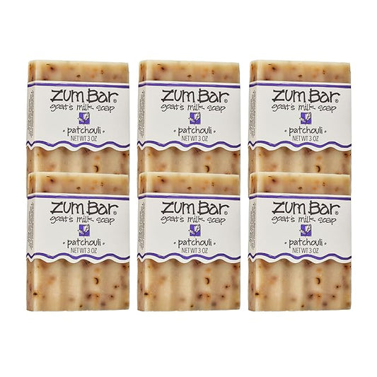 Zum Indigo Wild Goat's Milk Soap Bar - Bar Soap for Hands & Body Made with Essential Oils - 3 oz - Patchouli (6 Pack)