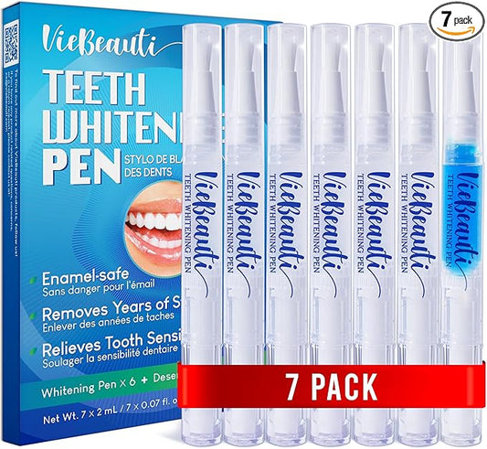 Teeth Whitening Pen Gel Kit: 35% Carbamide Peroxide Gel for Stain Removal - No Sensitivity with Remineralizing Pen for a Brighter Whiter Smile Mild Mint (7 Pack)