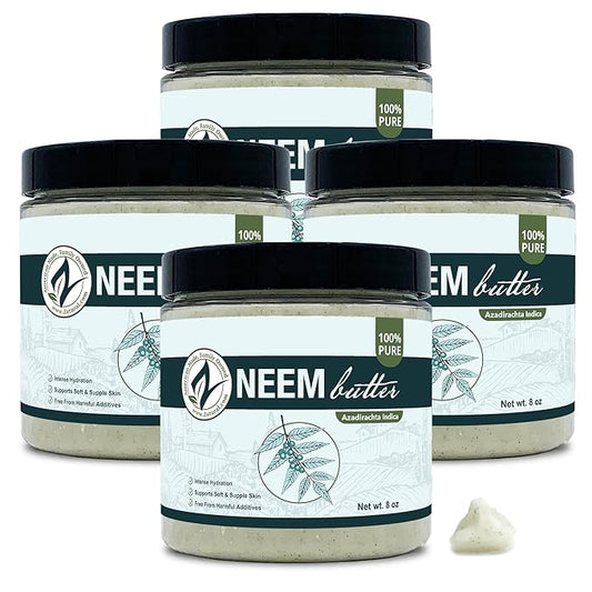 Zatural Neem Butter 4 Pack - Coconut Oil, Neem Oil and Leaf, Marula Oil, Kokum, Rosemary, For Sensitive Skin, Itchy Skin, 8 oz (4-Pack)