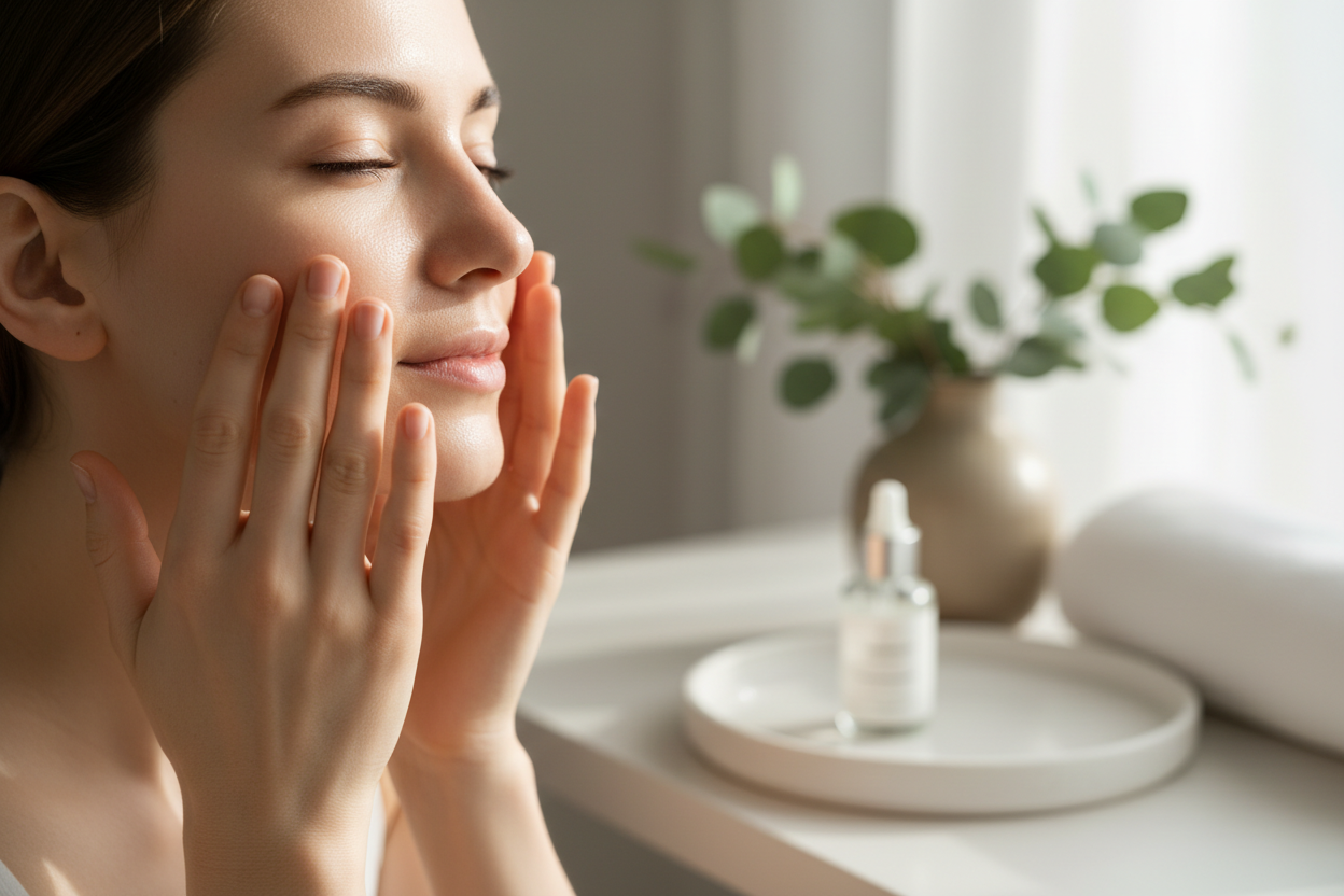 스킨를 바르는 얼굴